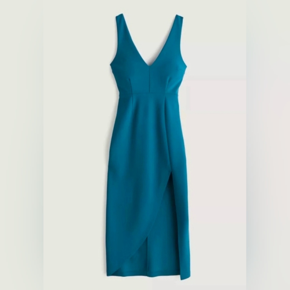 🌊 Abercrombie & Fitch Teal Deep V-Neck Sleeveless Dress